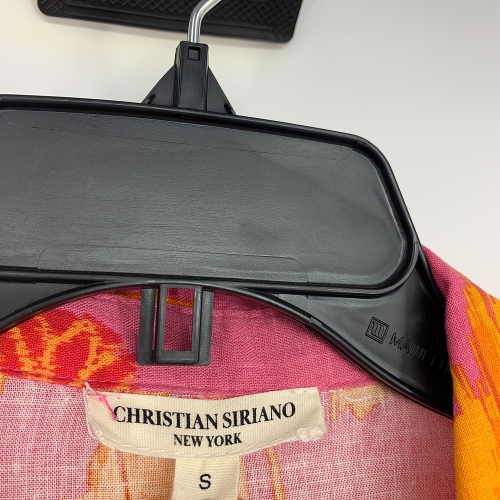 Christian Siriano Top Linen Blend V Neck Button Down Long Sleeve Womens Small - Picture 5 of 11